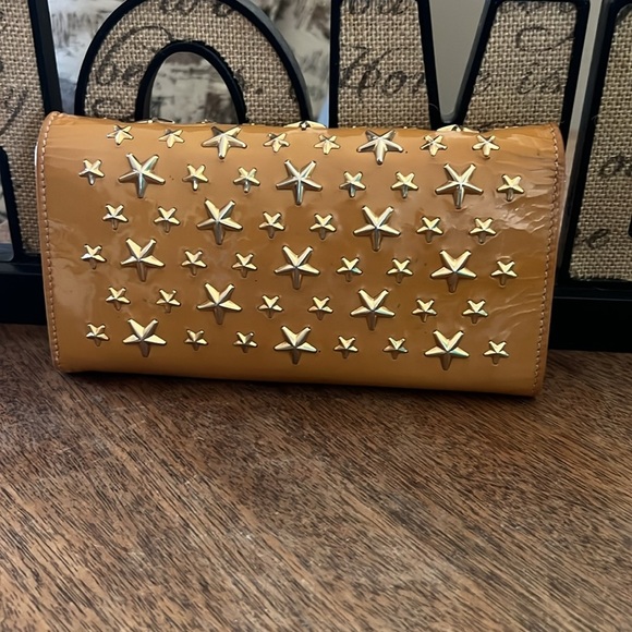 Jimmy Choo Gold Star Studded Patent Leather Wallet on Chain - Picture 6 of 8